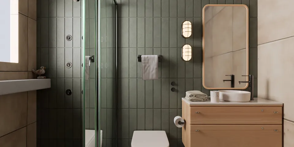 Green Bathroom - 3D scene for Unreal Engine 5 and Blender