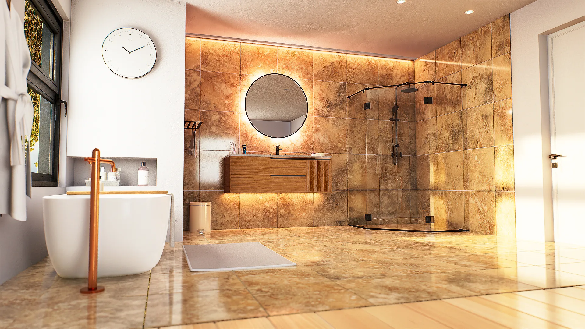 Warm Bathroom interior scene